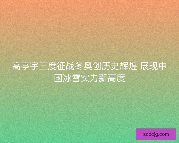高亭宇三度征战冬奥创历史辉煌 展现中国冰雪实力新高度